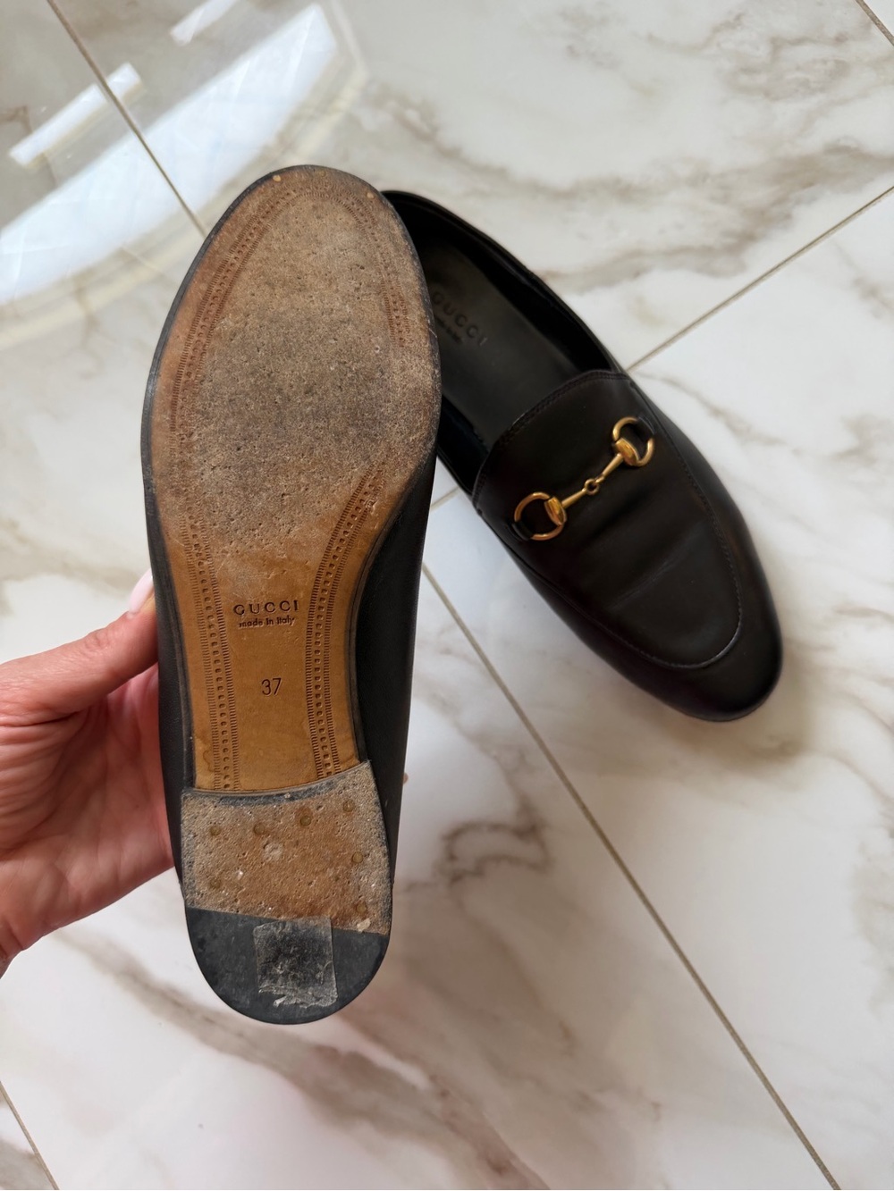 Gucci Black Leather Jordaan Horsebit Slip-On Loafers - Picture 4 of 4